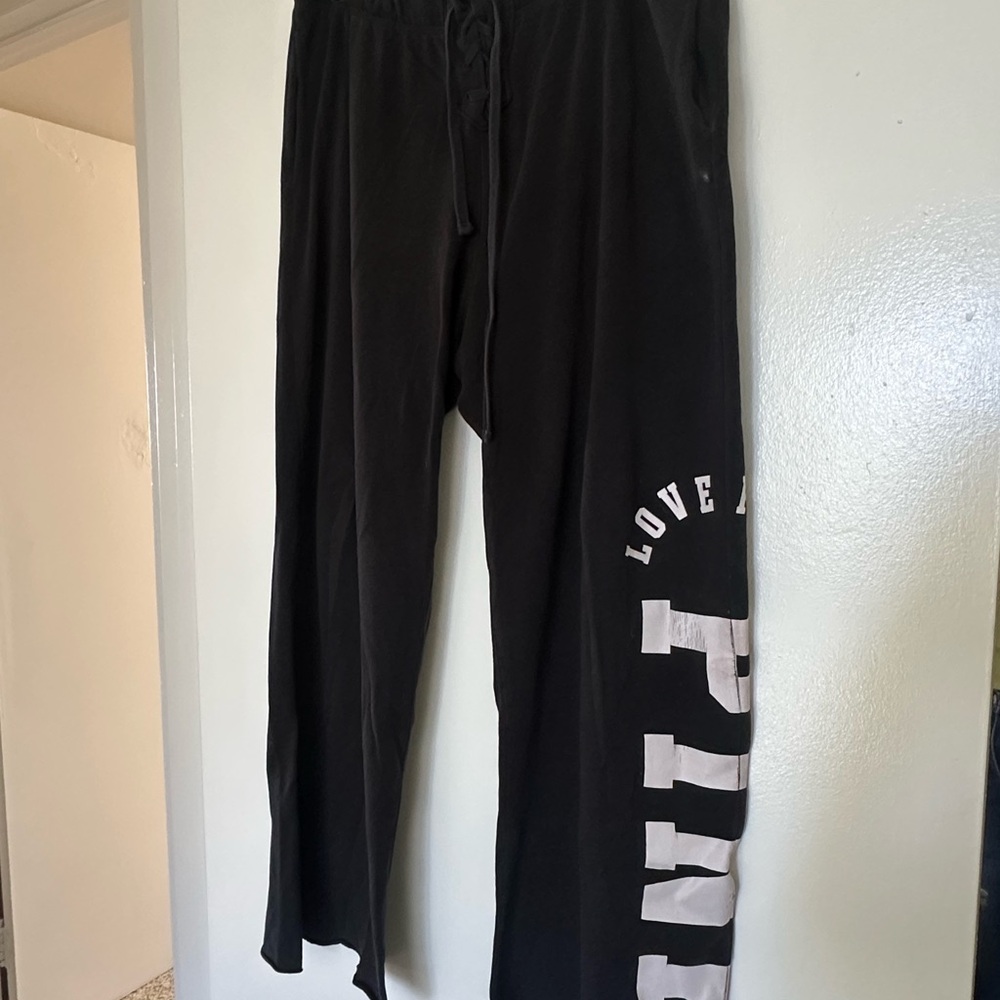 PINK Vintage Victoria's Secret Black Sweatpants with White Logo Tag